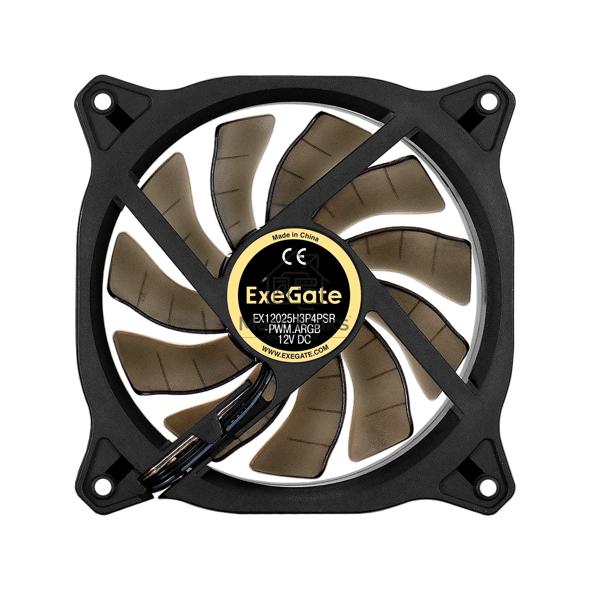 Вентилятор для корпуса ExeGate EX12025H3P4PSR-PWM.ARGB черный, 120 мм, 1800 об/мин, 26 дБ, 4 pin
