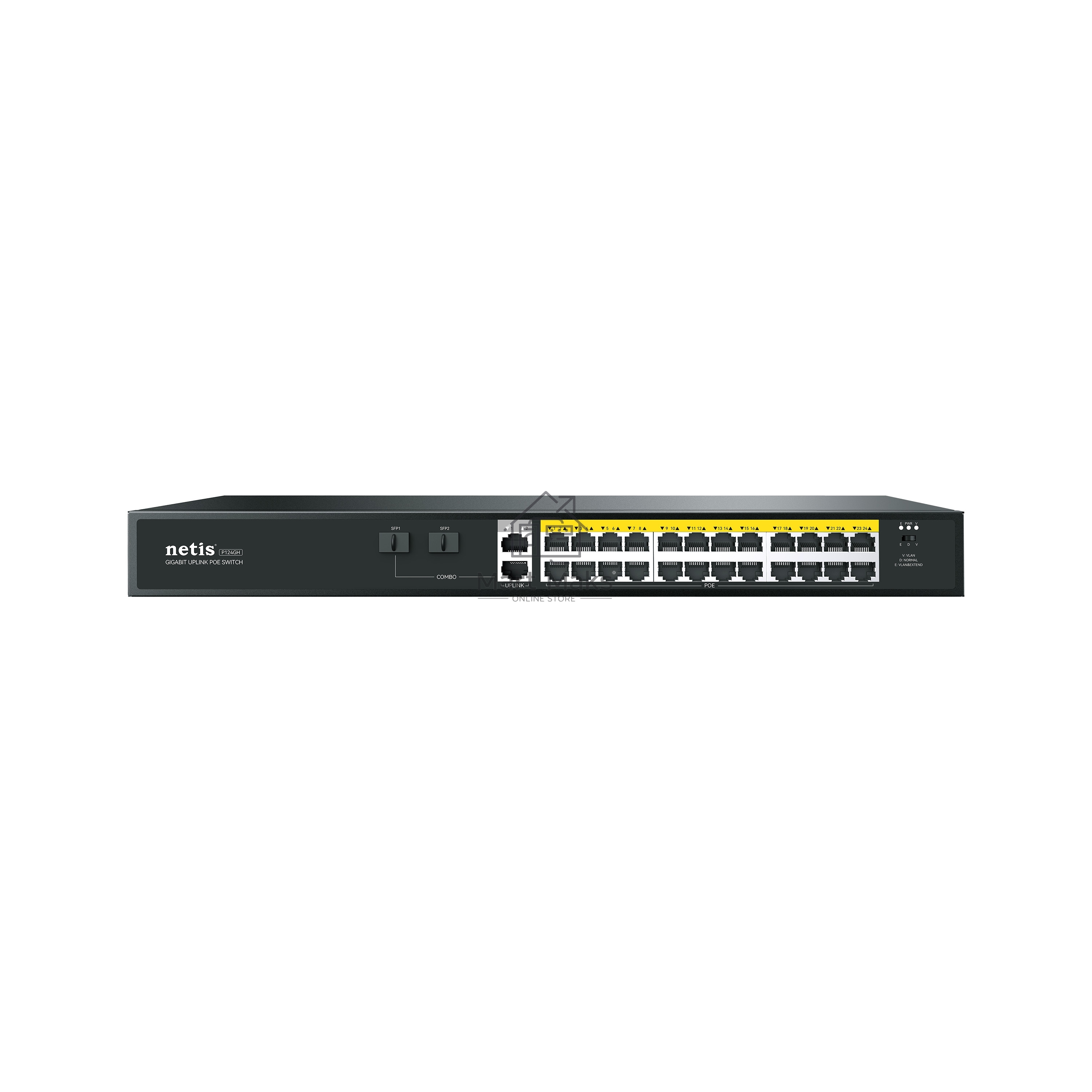 Коммутатор 24PORT 10/100M POE 4GE COMBO P124GH NETIS