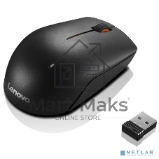 Мышь беспроводная Lenovo 300 черный, 1000 dpi, радиоканал, USB, кнопки - 3