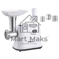 Мясорубка электрическая Sakura SA-6420W белый, 1500 Вт, 1.2 кг/мин, реверс, защита от перегрузки, насадки - 1