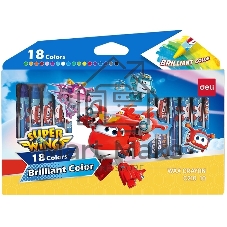 Восковые мелки Deli EC21010 Super Wings 18 цветов, картонная коробка с европодвесом