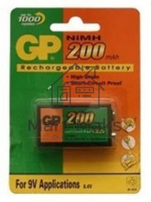 Аккумулятор GP 20R8H 9V NiMH 200mAh (1шт) Аккумулятор GP 20R8H 9V NiMH 200mAh (1шт)
