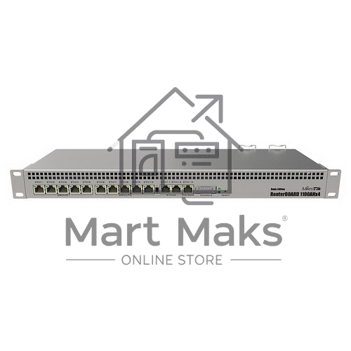Маршрутизатор MikroTik RouterBOARD 1100Dx4 with Annapurna Alpine AL21400 Cortex A15 CPU (4-cores, 1.4GHz per core), 1GB RAM, 13xGbit LAN, 60GB M.2 drive, RouterOS L6, 1U rackmount case, Dual PSU