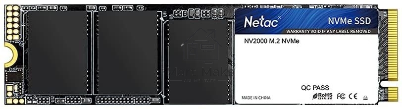 Накопитель SSD Netac NV2000, 256GB, PCIe 3.0 x4, M.2 2280, NVMe, R/W 2500/1000