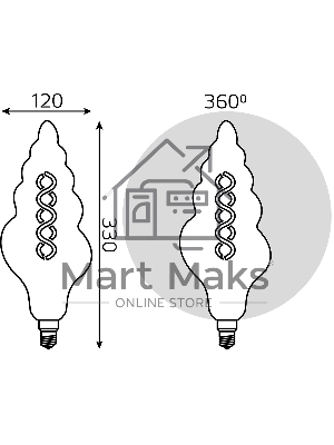 Лампа светодиодная филаментная Gauss Filament Vintage 6Вт цок.:E27 спираль 220B 2400K св.свеч.белый теп. (упак.:1шт)