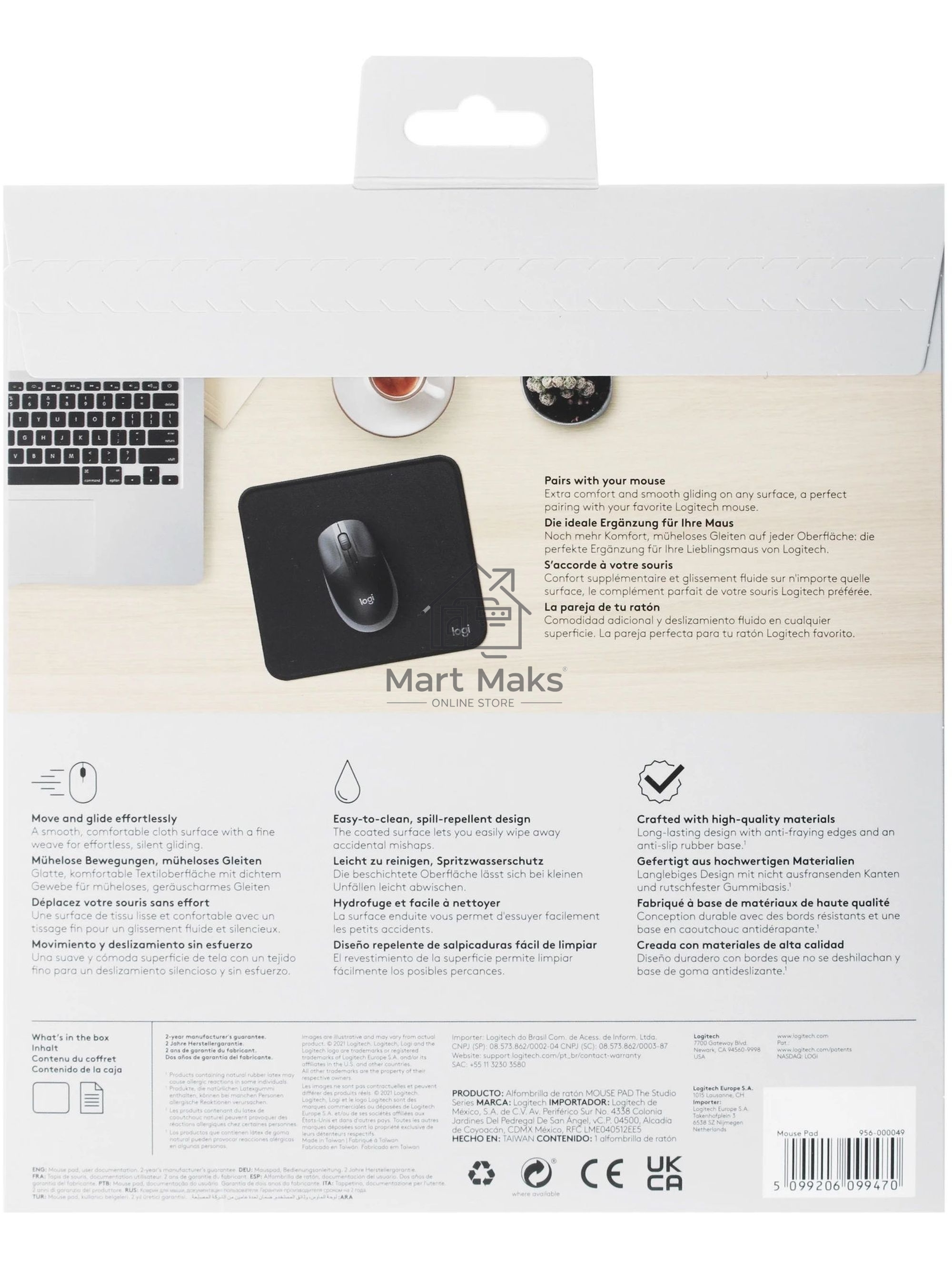 Коврикдлямыши LogitechMouse Pad Studio Series,GRAPHITE