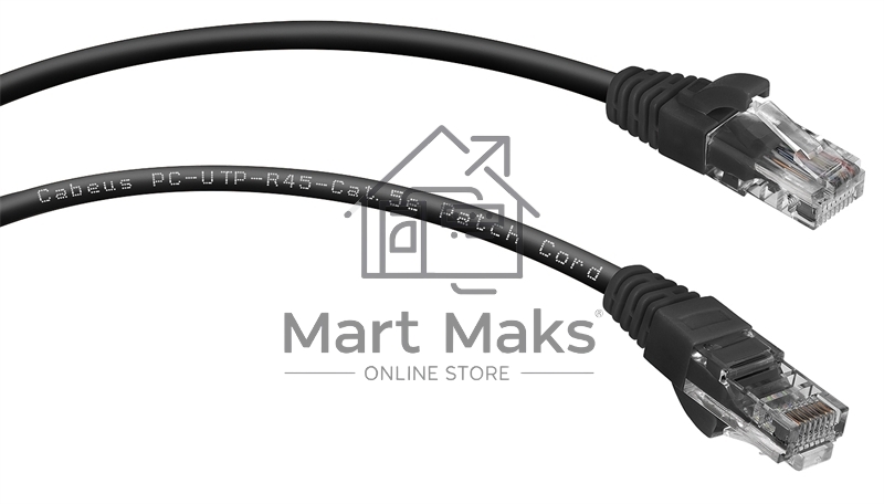 Патч-корд Cabeus PC-UTP-RJ45-Cat.5e-2m-BK UTP, категория 5e, 2 м, неэкранированный, черный. 7681c