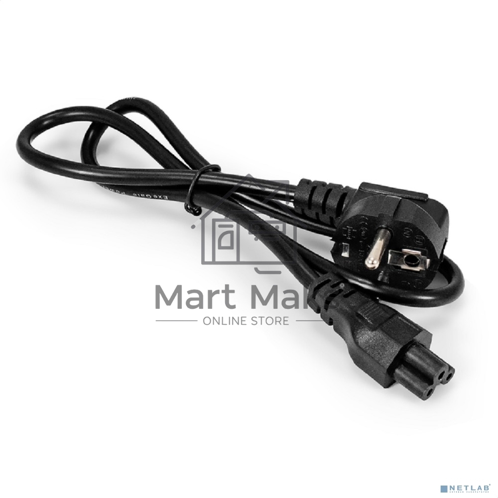 Кабель питания ноутбуков ExeGate Special PC5-7,5S (Евровилка Schuko->C5, 3*0.75мм2, CCA, черный, 0.75м)