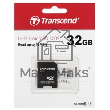 Флеш карта Micro SecureDigital 32Gb Transcend TS32GUSD300S-A MicroSDHC Class 10 UHS-I, SD adapter