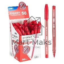 Ручка шариковая Deli EQ19-RD красный, d=1мм, красные чернила