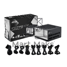 Блок питания MSI PRO A1000PL, 1000Вт, 80+ Platinum, 120мм, модульный, черный