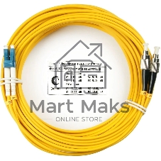 Патч-корд оптический Cabeus Tight Buffer, Duplex LC/FC, OS2 9/125, LSZH, 20м, Ø 3мм, синий хвостовик, жёлтый