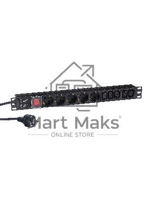Блок розеток горизонтальный ExeGate ServerPro PDU-19H009 Al-5C135S-EU2.5-SW, 19