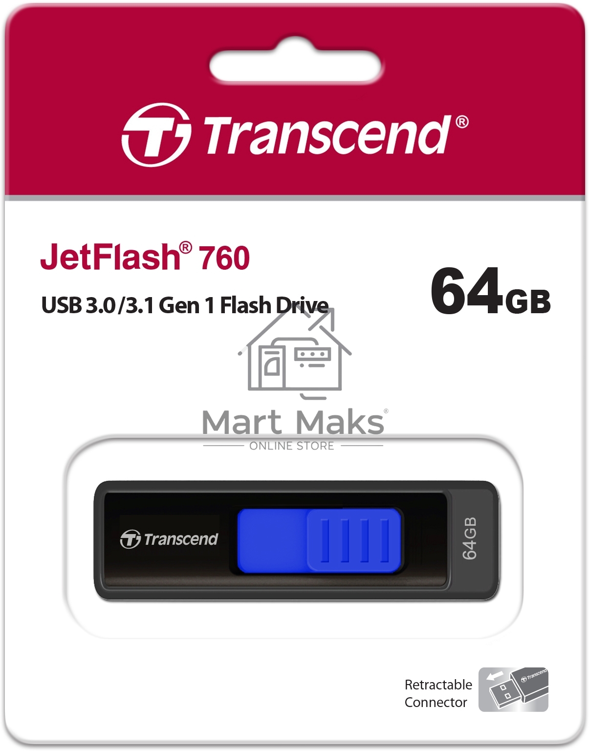 Флешка USB R/W Transcend USB Drive 64Gb JetFlash 760 TS64GJF760 USB 3.0
