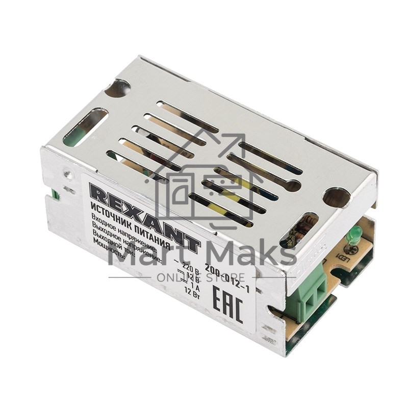 Источник питания 220 V AC/12 V DC 1 A 12 W с разъемами под винт, без влагозащиты (IP23)
