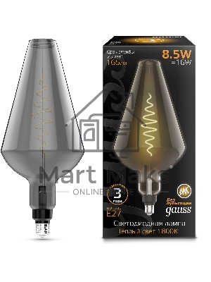Лампа cветодиодная LED Filament Vase E27 8.5W Gray 165lm 1800K 1/2 180802005 Gauss