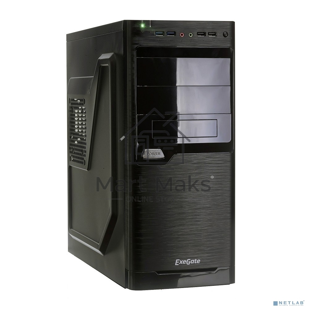 Компьютерный корпус Miditower Exegate XP-330U Black, ATX, <XP500, Black,120mm>, 2*USB+2*USB3.0, Audio