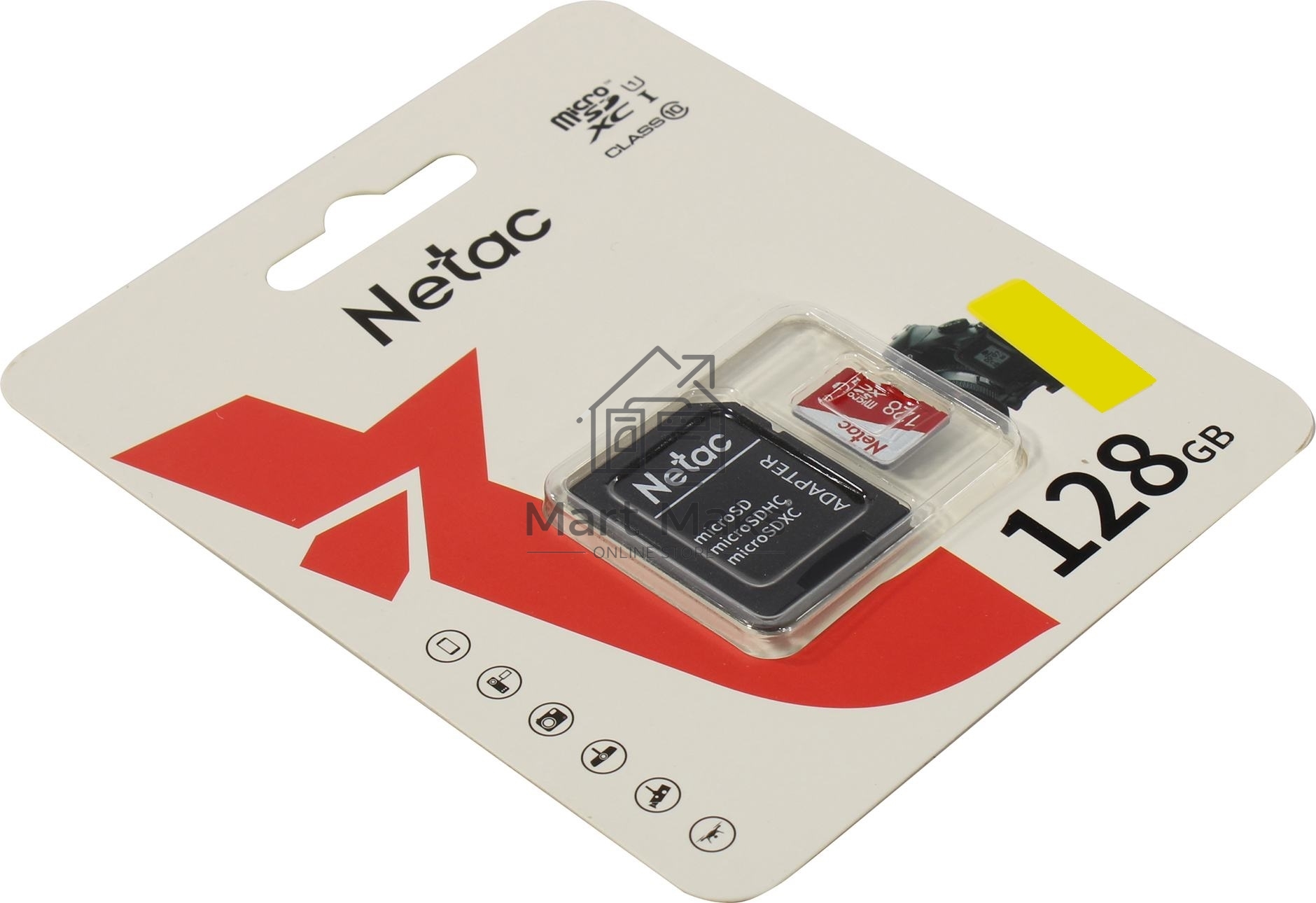 Карта памяти Netac P500 ECO 128GB MicroSDXC U1/C10 up to 80MB/s, retail pack with SD Adapter