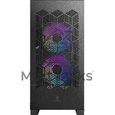 Корпус AZZA Aerohex-M Black, Mini-Tower, чёрный, 3 x 120 мм
