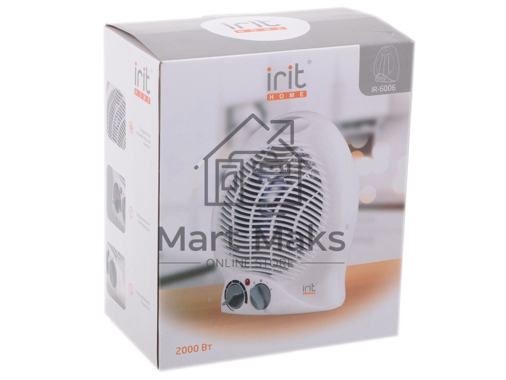 Керамический тепловентилятор IRIT IR-6006 Уровни мощности 2000/1000 Вт