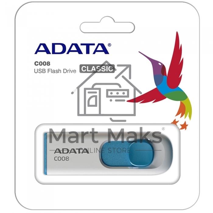 Флешка USB R/W ADATA R/W 16Gb C008 AC008-16G-RWE USB2.0 белый
