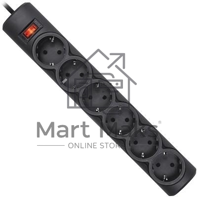 Сетевой фильтр Defender DFS 153 3 м, черный, 6 розеток