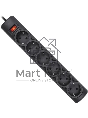 Сетевой фильтр Defender DFS 153 3 м, черный, 6 розеток