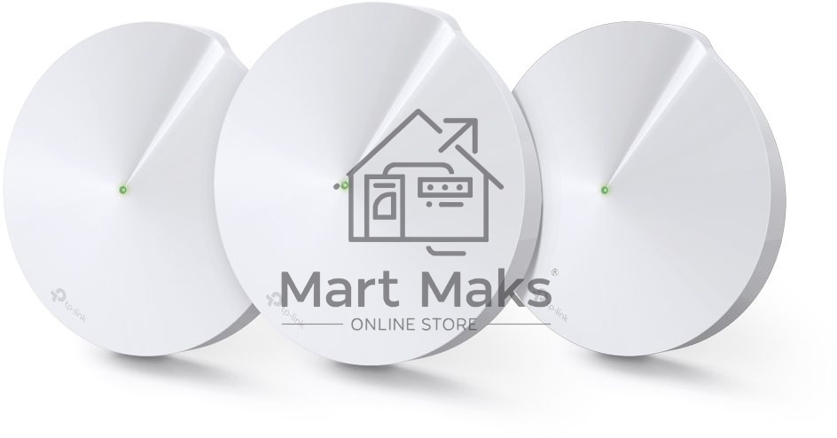 Маршрутизатор TP-Link TP-Link DECO M5(3-PACK) AC1300 Домашняя Wi-Fi система, чипсет Qualcomm, два диапазона (Dual-Band), поддержка стандартов 802.11ac/a/b/g/n, 717 МГц четырёхъядерный процессор, Bluetooth 4.2, 2 гигабитных порта Ethernet, 1 порт USB Type-