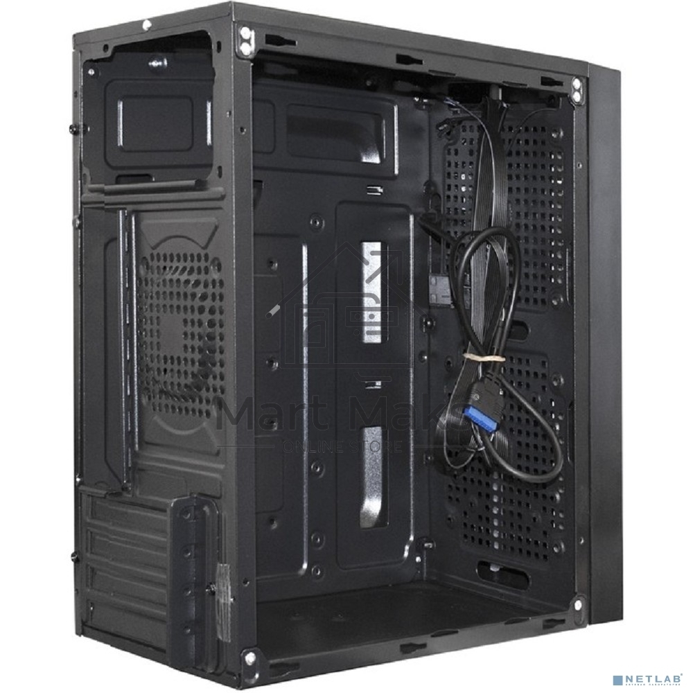Компьютерный корпус Minitower ExeGate mEVO-9302-RGB (mATX, без БП, 2*USB+1*USB3.0, HD аудио, черный с RGB подсветкой)