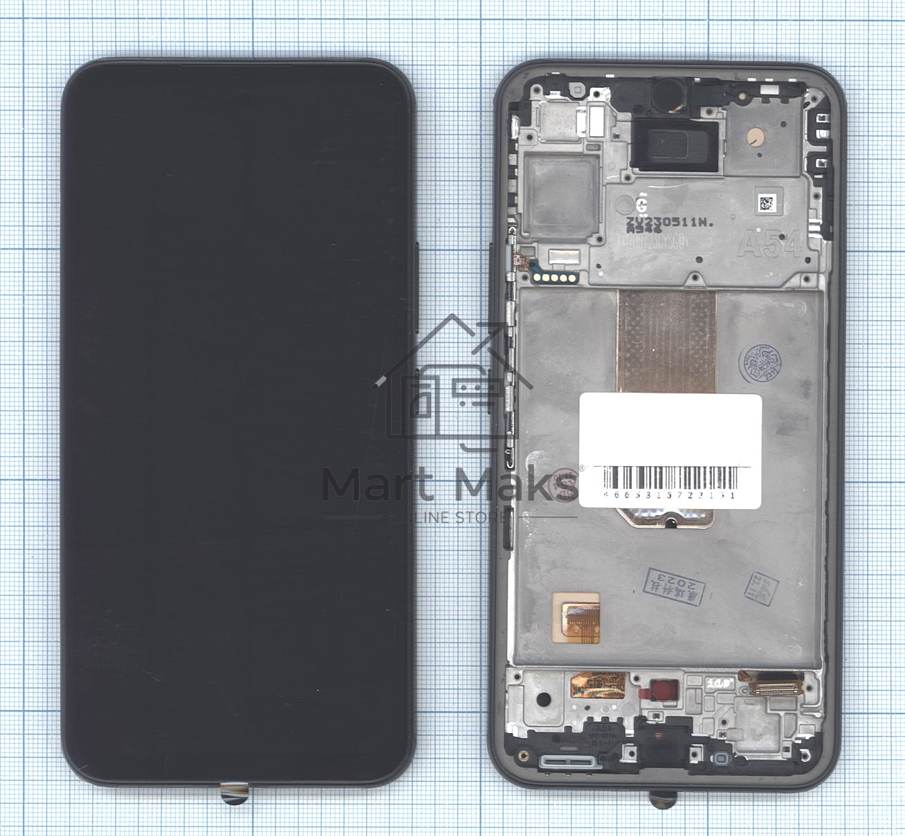 Дисплей (модуль) для Samsung Galaxy A54 5G SM-A546E в сборе с тачскрином и рамкой (OLED Full) черный