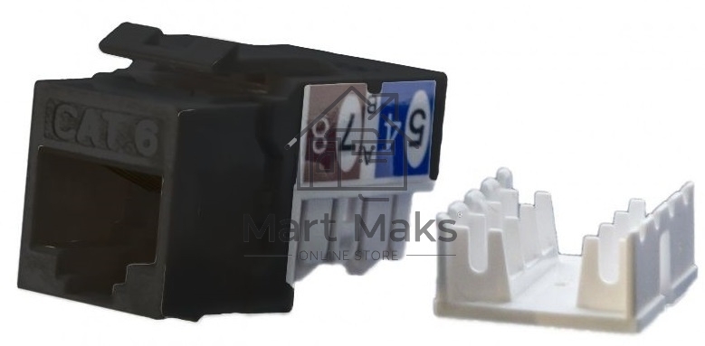 Модуль универсальный Hyperline KJ9, keystone, 1хRJ45, 90°, кат. 6, неэкр., 1 шт, черный