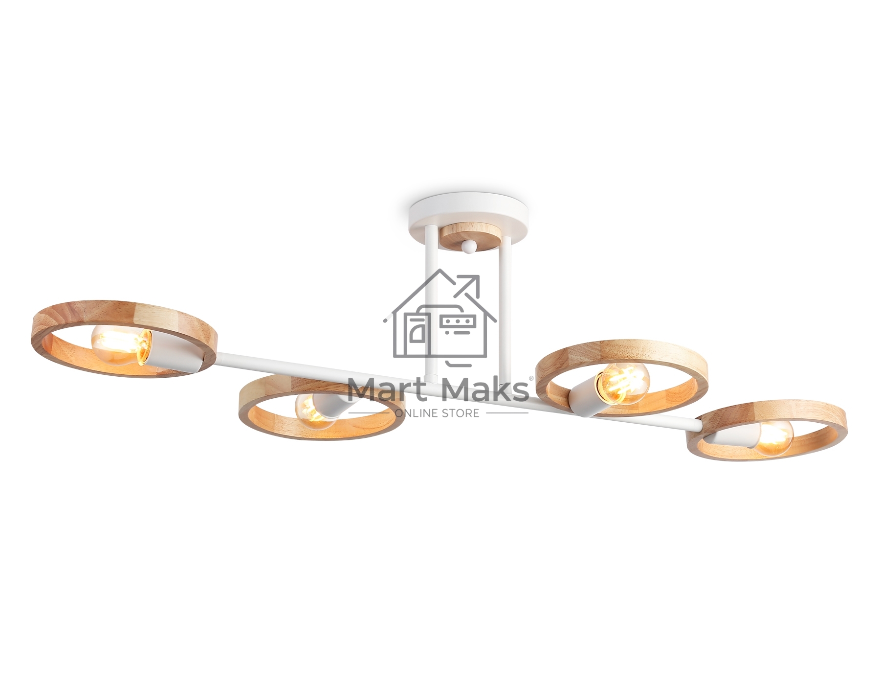 Светильник Ambrella light TR8247/4 WH/LWD белый/светлое дерево E27/4 max 40W 840*360*220