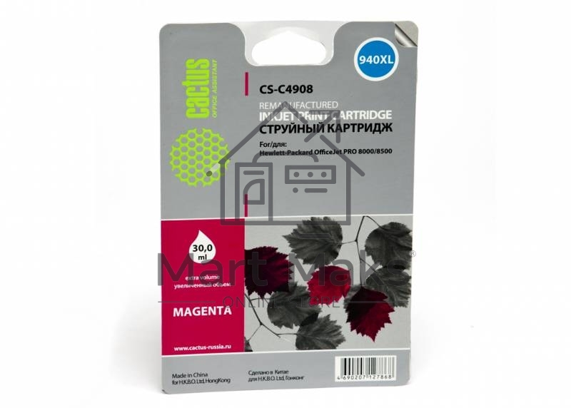 Картридж струйный Cactus CS-C4908 №940 пурпурный (30 ml) для HP OfficeJet PRO 8000/8500