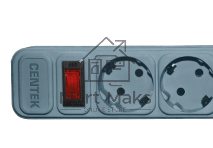 Сетевой фильтр Centek СТ-8900-5-1,8 Gray (серый) 5 розеток, 1,8 м, ДВОЙНАЯ ЗАЩИТА, макс до 2200 Вт