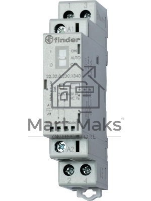 Контактор модульный 2NO 25А AgNi 230В AC/DC 17.5мм IP20 мех. индикатор FINDER 223202301320