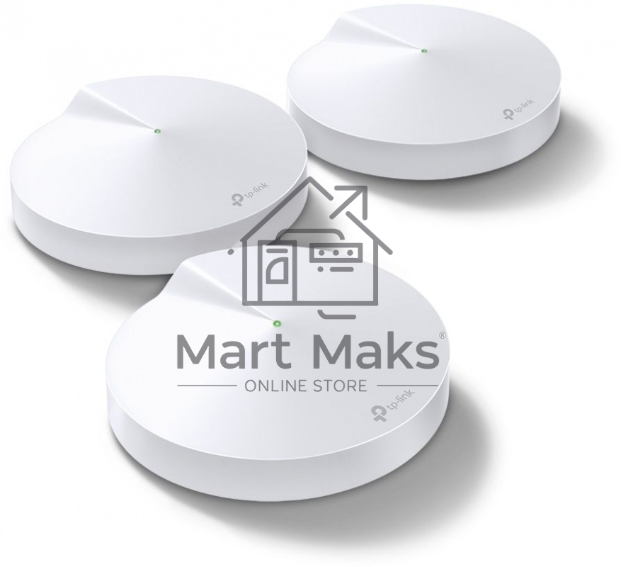 Маршрутизатор TP-Link TP-Link DECO M5(3-PACK) AC1300 Домашняя Wi-Fi система, чипсет Qualcomm, два диапазона (Dual-Band), поддержка стандартов 802.11ac/a/b/g/n, 717 МГц четырёхъядерный процессор, Bluetooth 4.2, 2 гигабитных порта Ethernet, 1 порт USB Type-