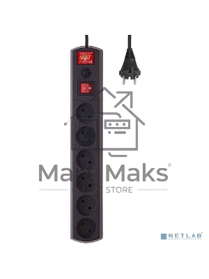 Сетевой фильтр Most R 2м (6 розеток) черный (коробка)