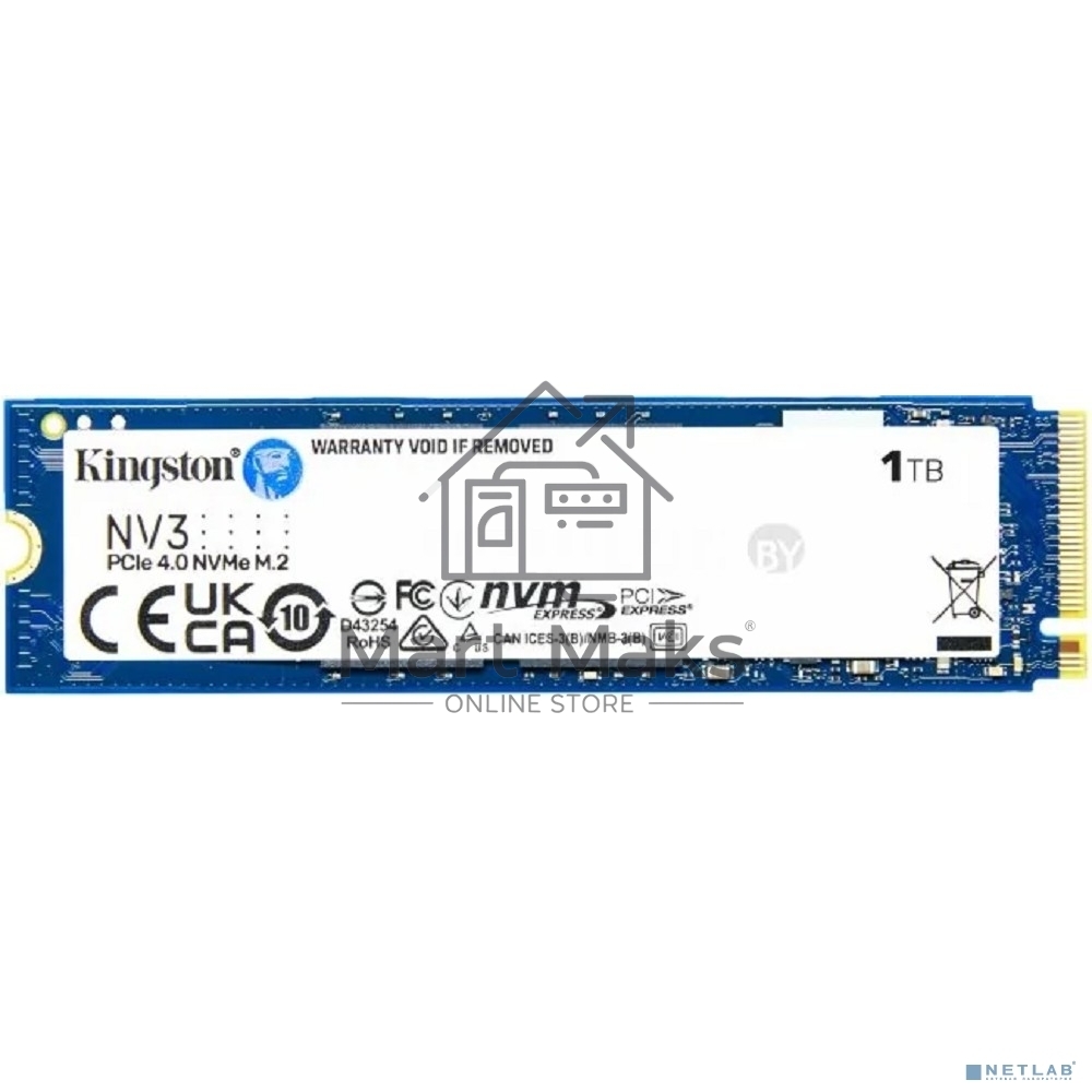 Накопитель SSD Kingston NV3, 1Tb, M.2 2280, NVMe, PCIe 4.0, R/W 6000/4000