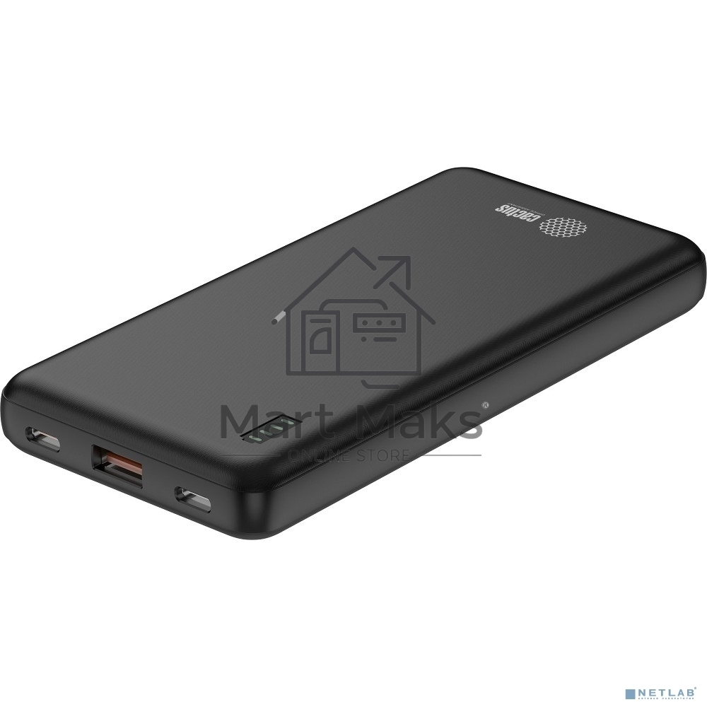 Портативный аккумулятор Cactus CS-PBFSAA-10000 10000mAh 4.5A USB-A/2xUSB-C черный