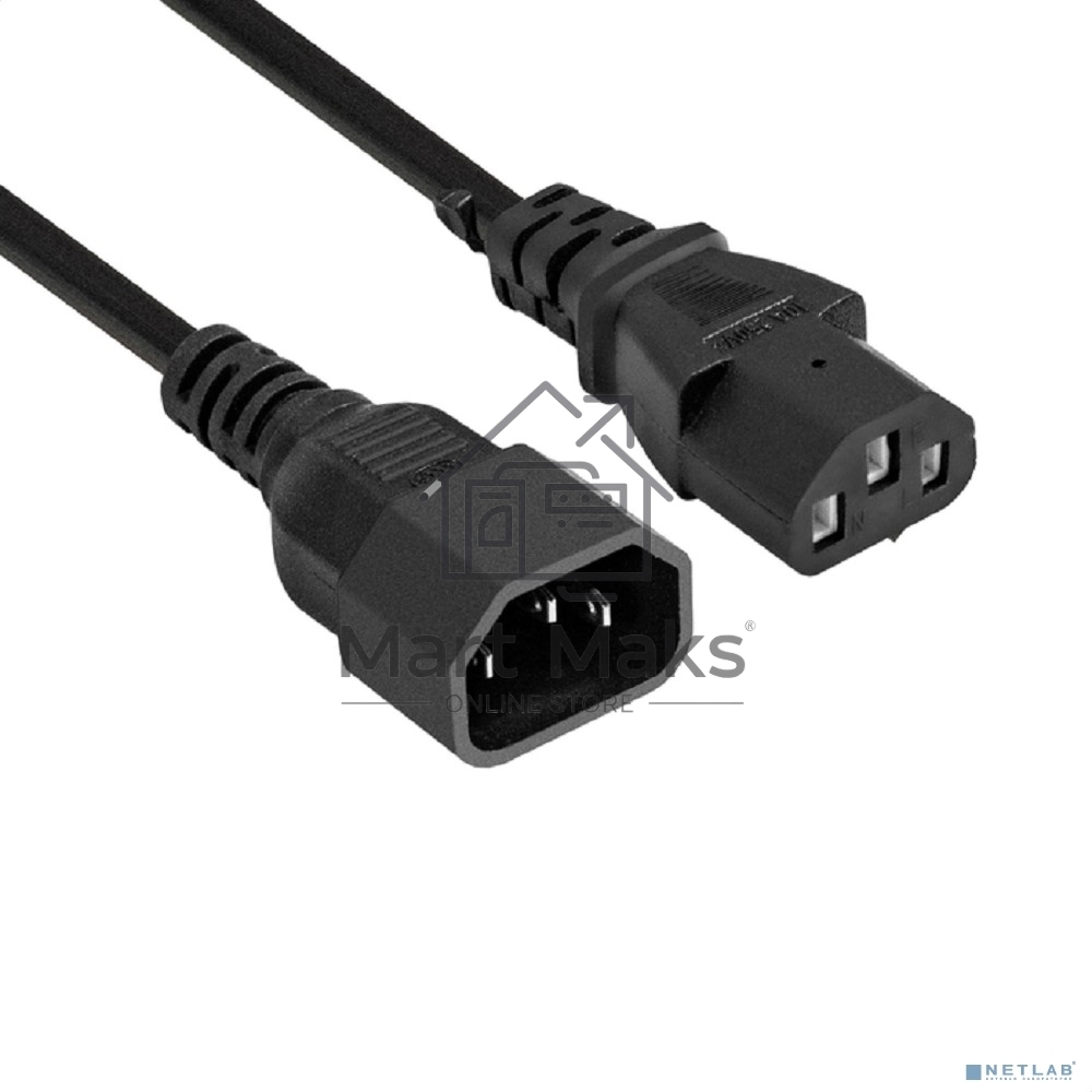 Кабель питания ExeGate Special EC-1S (C13->C14, 3*0.5мм2, CCA, черный, 1м)