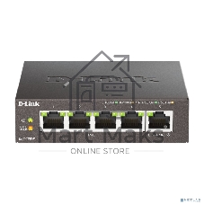 Неуправляемый коммутатор D-Link DGS-1005P/L (ревизия A1) с 5 портами 10/100/1000Base-T (4 порта PoE 802.3af/at, PoE-бюджет 60 Вт)