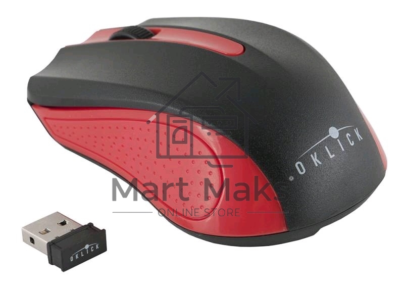 Мышь беспроводная Oklick 485MW черный/красный, 1200 dpi, радиоканал, USB, кнопки - 3