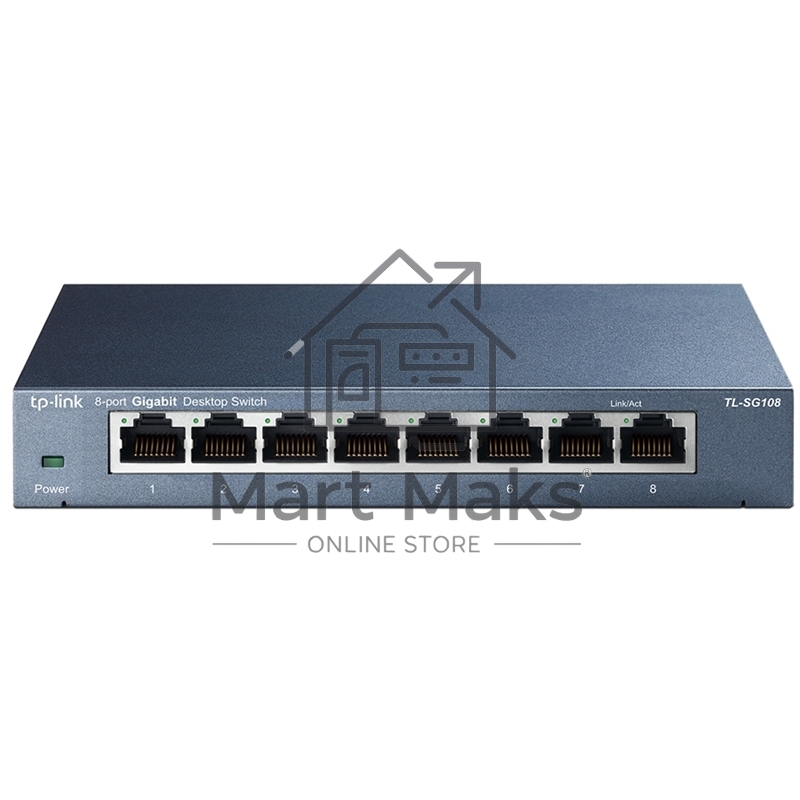 Коммутатор TP-Link SMB TL-SG108 8-port Desktop Gigabit Switch, 8 10/100/1000M RJ45 ports,metal case