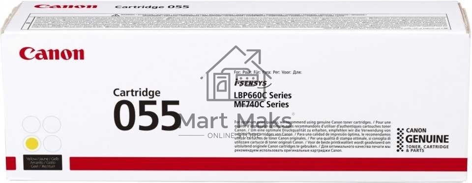 Картридж лазерный Canon 055 Y 3013C002 желтый (2100 стр.) для Canon MF746Cx/MF744Cdw/MF742Cdw/LBP664Cx/663Cdw