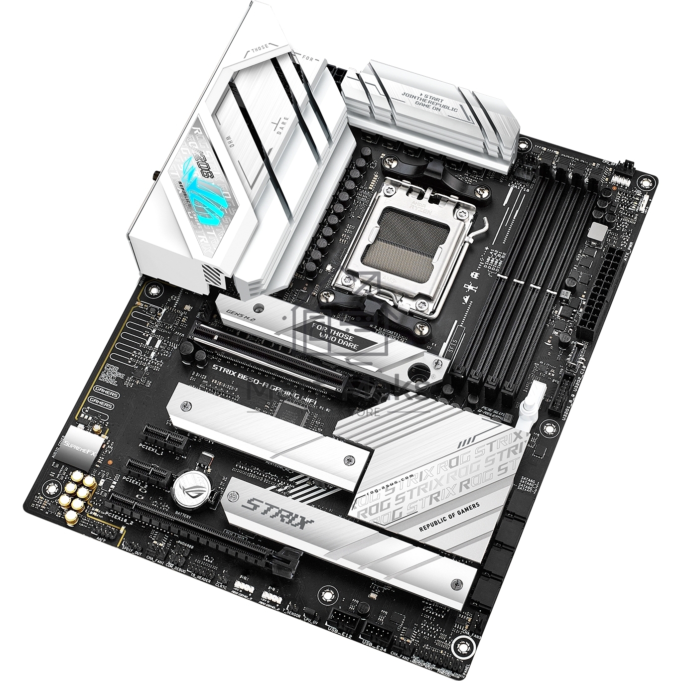 Материнская плата ASUS ROG STRIX B650-A GAMING WIFI, AM5, AMD B650, 4xDDR5, 4xSATA, 3xM.2, 1xPCIe 4.0 x16, 1xPCIe 4.0 x4, 1xHDMI, 1xDP, 1x 2.5Gb LAN, 3xUSB-A 3.2 Gen 2, 4xUSB 2.0, 5x3.5 мм, 7.1, Standard-ATX