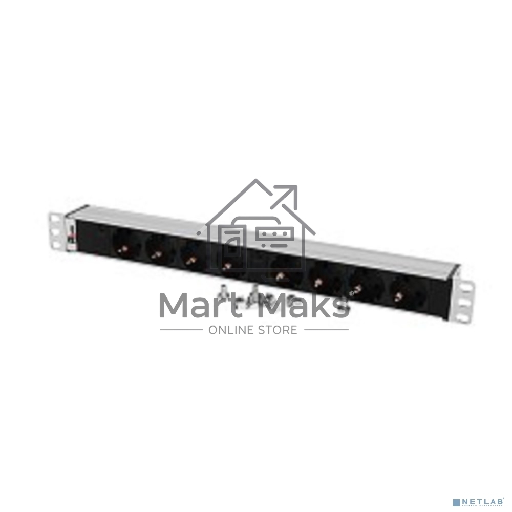 Блок розеток Rem-32 с инд., 8 Schuko, 32A, алюм., 19