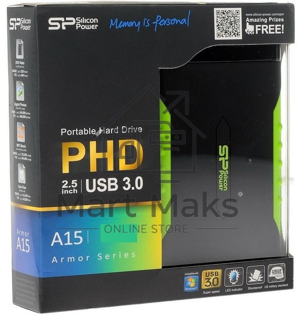 Внешний жесткий диск Silicon Power USB 3.0 2Tb SP020TBPHDA15S3K A15 Armor 2.5