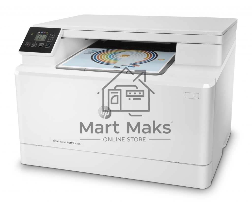 МФУ лазерный HP Color LaserJet Pro MFP M182n (7KW54A), A4, цветной, печ. до 16 стр/мин., 600 x 600 dpi (печать) 1200x1200dpi (скан.), USB, RJ-45, Air Print, Mopria
