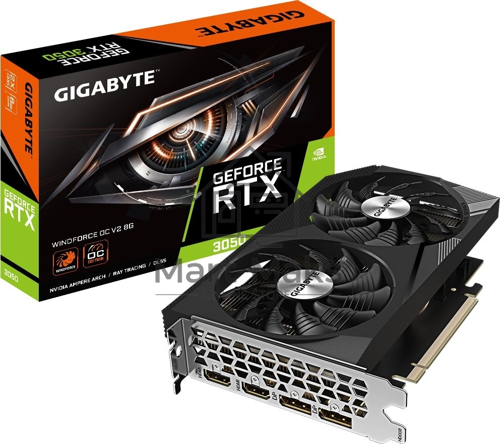 Видеокарта GIGABYTE GV-N3050WF2OCV2-8GD NVIDIA GeForce RTX3050 8Gb GDDR6 128bit 2xHDMI 2xDP