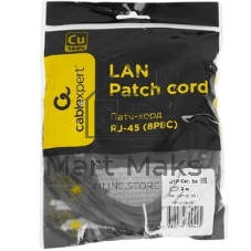 Патч-корд медный UTP Cablexpert PP10-2M/BK cat.5e, 2м, литой, многожильный, черный